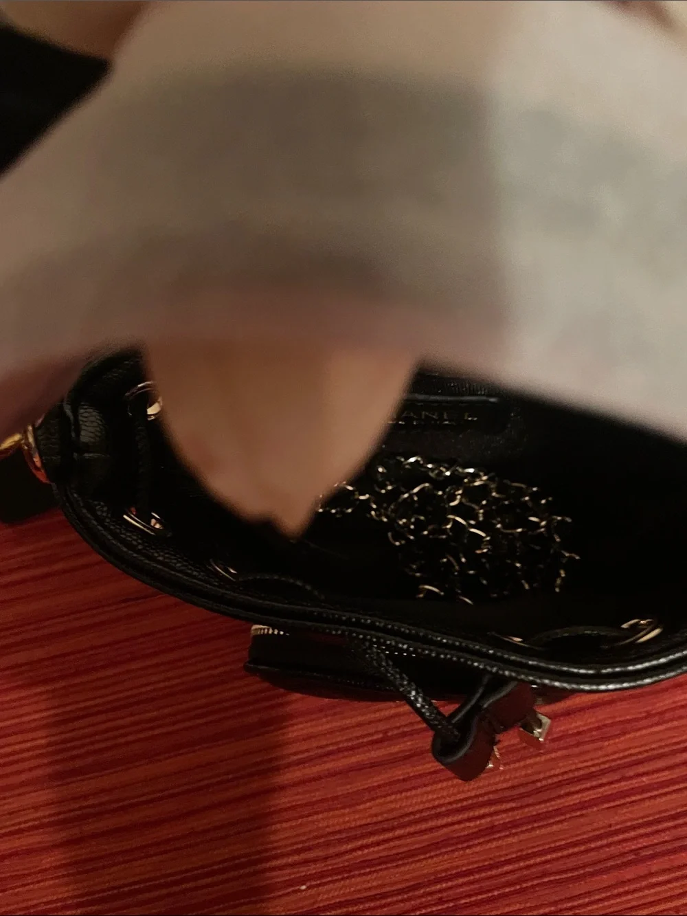 Make up Black Quilted Bucket Bag with Gold Hardware